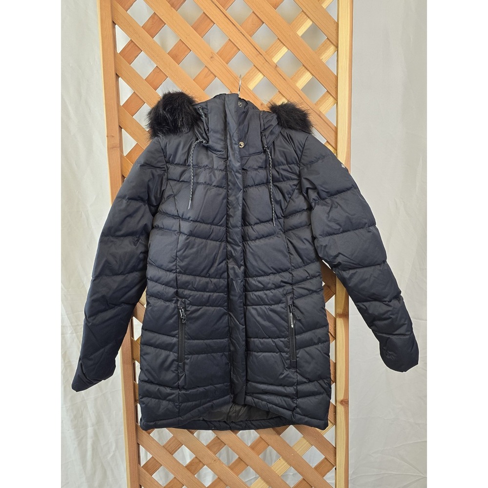 NEW Women's Columbia Puffer Down Jacket W/Removable‎ Faux Fur Hood - Black Small